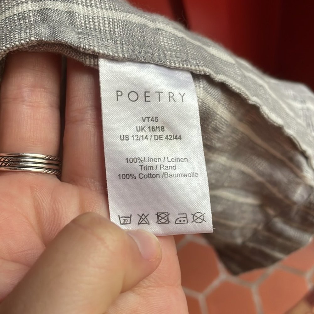 Poetry Size 12/14  Grey/White Linen Kimono - Picture 8 of 8